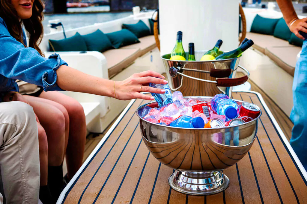 Private boat with drinks and captain